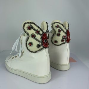 Manoush White Jeweled Platform Sneakers, FR 36